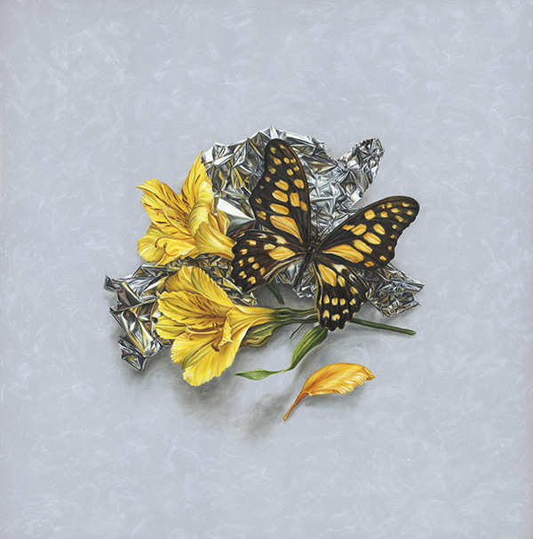 Butterfly Mirrored with Alstroemeria by Alex Louisa | Lethbridge Gallery